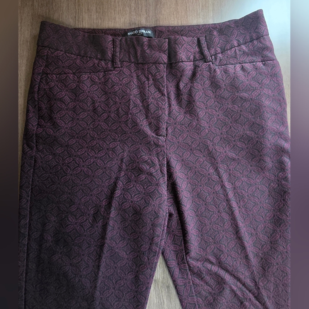 Mario Serrani Women's Dark Maroon And Black Straight Leg Pants Size 6 Work - Picture 7 of 10
